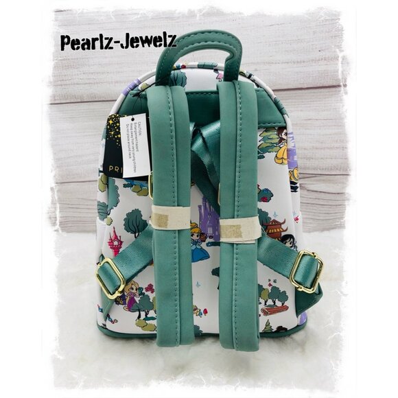 Loungefly Disney Princess Landscape Mulan Cinderella Rapunzel Belle Backpack NWT main image 4